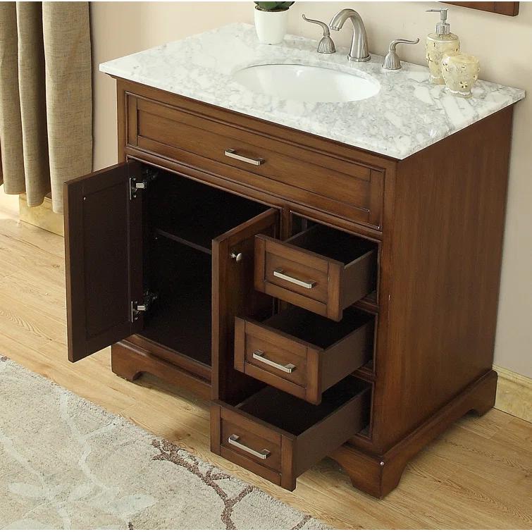 Hermes 36'' Single Bathroom Vanity with Marble Top
