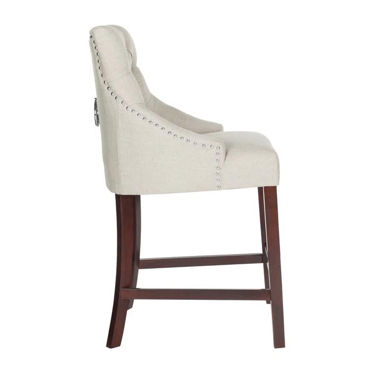 Rosdorf Park Balyon Upholstered Counter Stool with Solid Wood Frame (Set of 2)