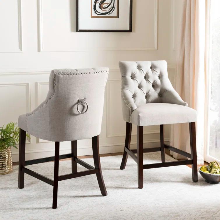 Rosdorf Park Balyon Upholstered Counter Stool with Solid Wood Frame (Set of 2)