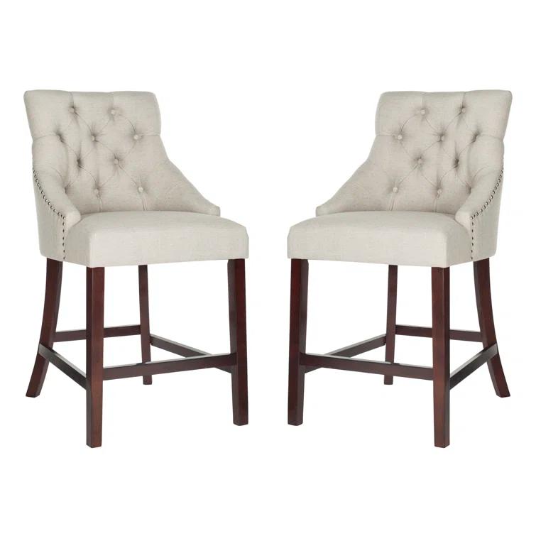 Rosdorf Park Balyon Upholstered Counter Stool with Solid Wood Frame (Set of 2)