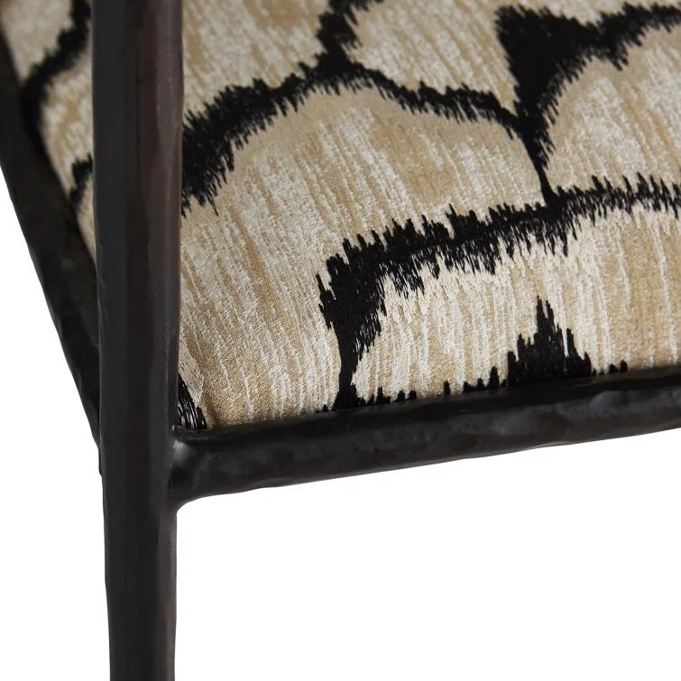 Regal Ocelot Embroidered Linen Handcrafted Metal Chair