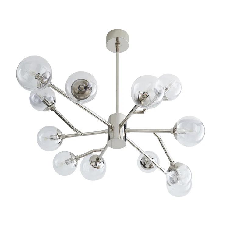 Mini Sputnik 12-Light Chandelier in Polished Nickel with Clear Glass