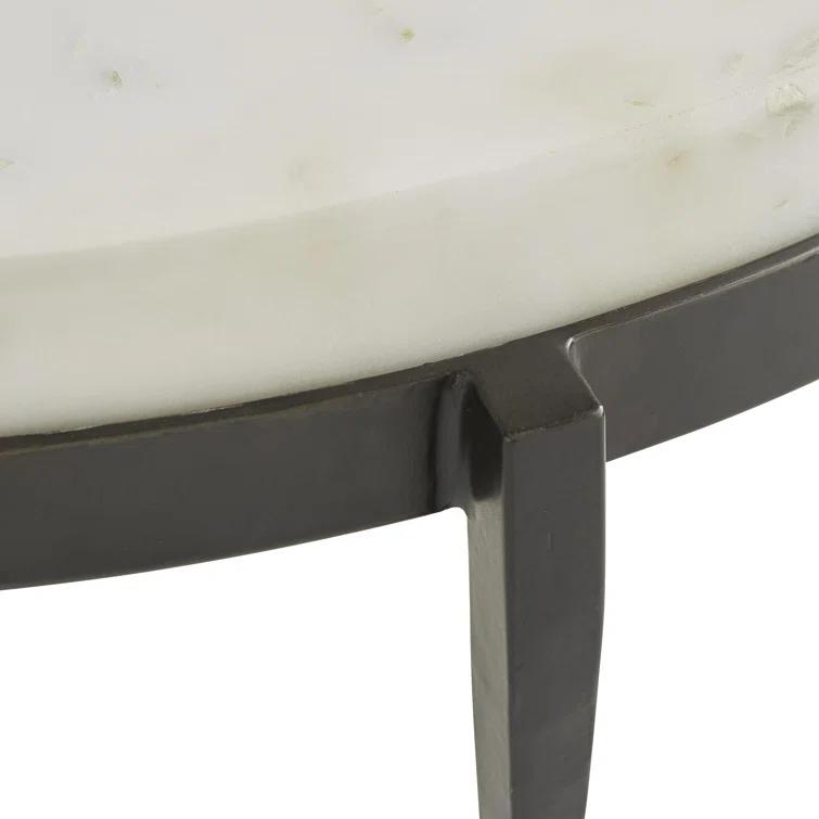 Round Kelsie 14" Metal & Marble Cocktail Table