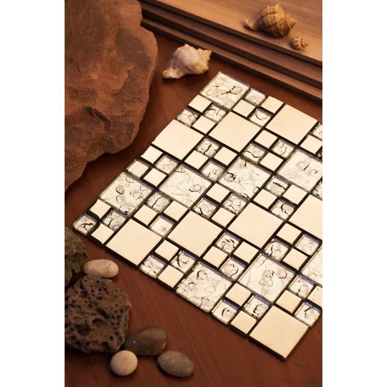 Rousha Random Sized Glass Random Mosaic Wall & Floor Tile