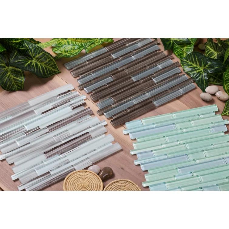 Mirrella Mahi Random Sized Glass Linear Mosaic Wall & Floor Tile
