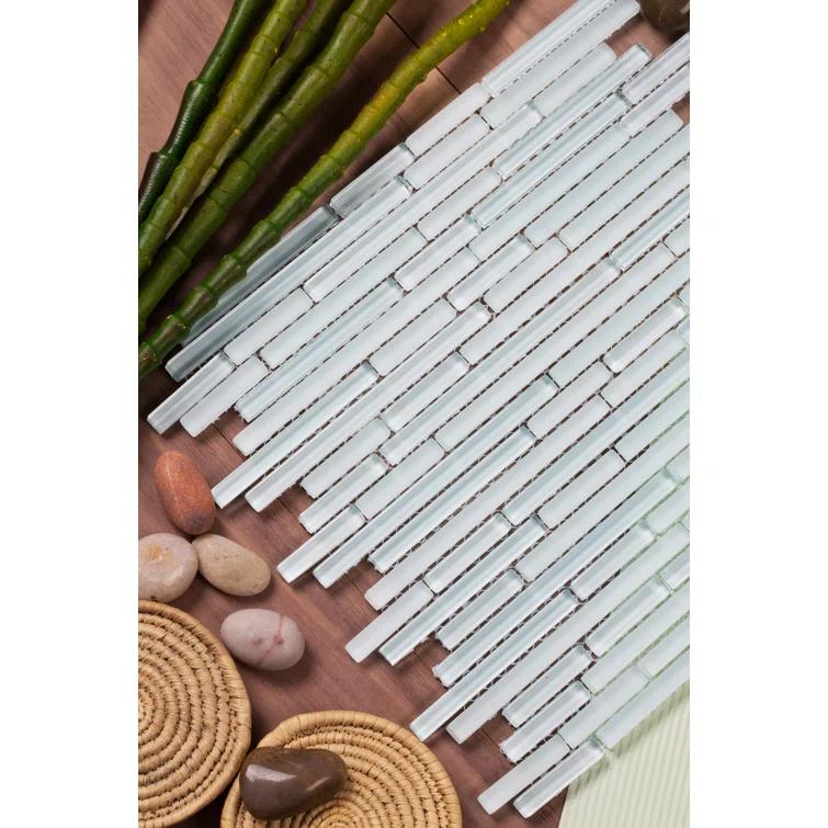 Mirrella Mahi Random Sized Glass Linear Mosaic Wall & Floor Tile