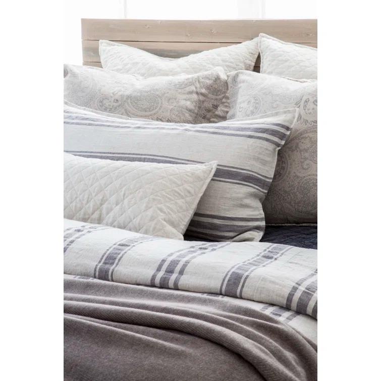 Jackson Linen Duvet by Pom Pom at Home - Flax and Midnight / King