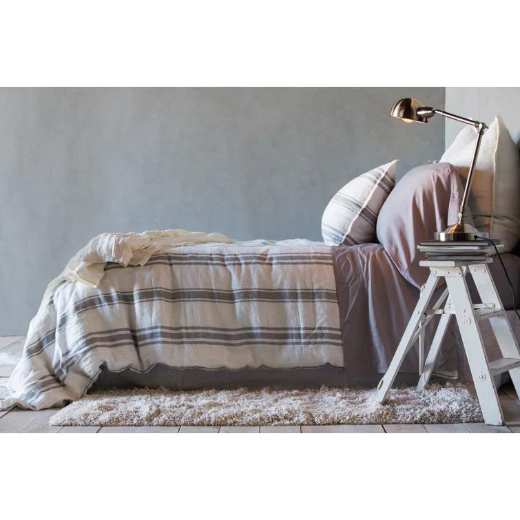Jackson Linen Duvet by Pom Pom at Home - Cream and Gray / Queen