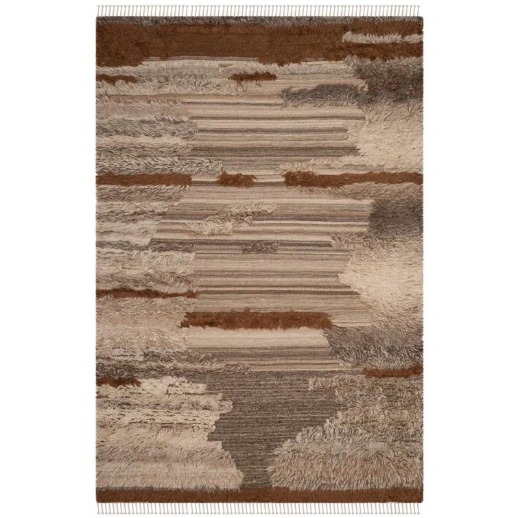Alimatou Hand Knotted Wool/Cotton Abstract Rug in Gray/Brown