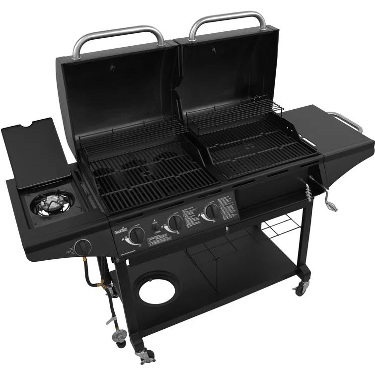 Charbroil 3-Burner Combo Gas & Charcoal Grill with Side Burner