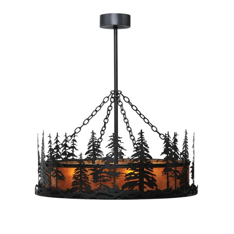 Rustic Lodge 4 - Light Glass Drum Chandelier