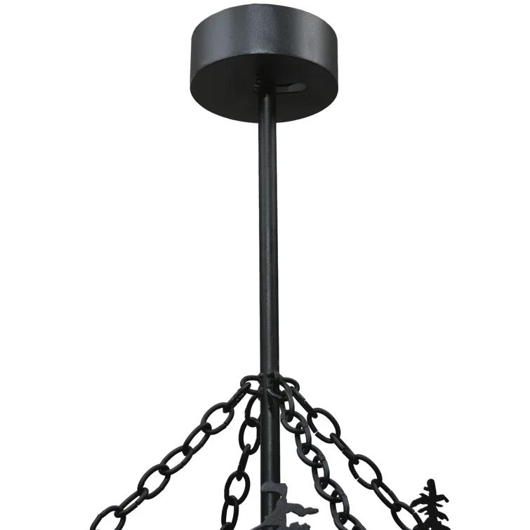 Rustic Lodge 4 - Light Glass Drum Chandelier