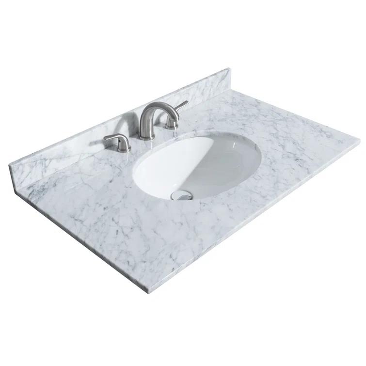 Wyndham Collection Sheffield 36" Freestanding Single Bathroom Vanity with Marble Top with 24" Mirror