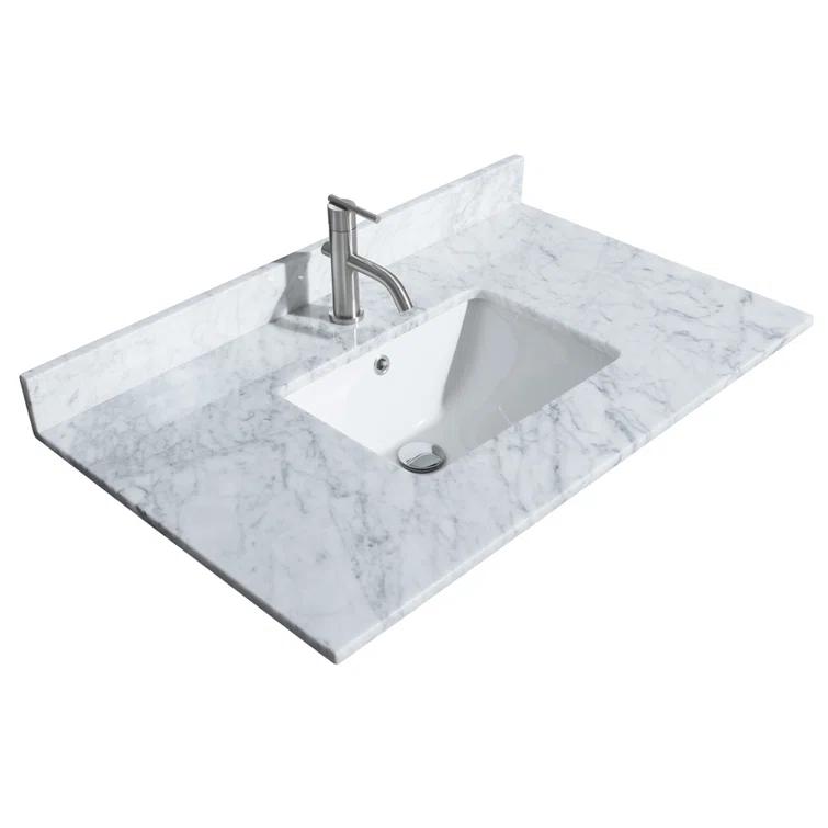 Wyndham Collection Sheffield 36" Freestanding Single Bathroom Vanity with Marble Top with 24" Mirror