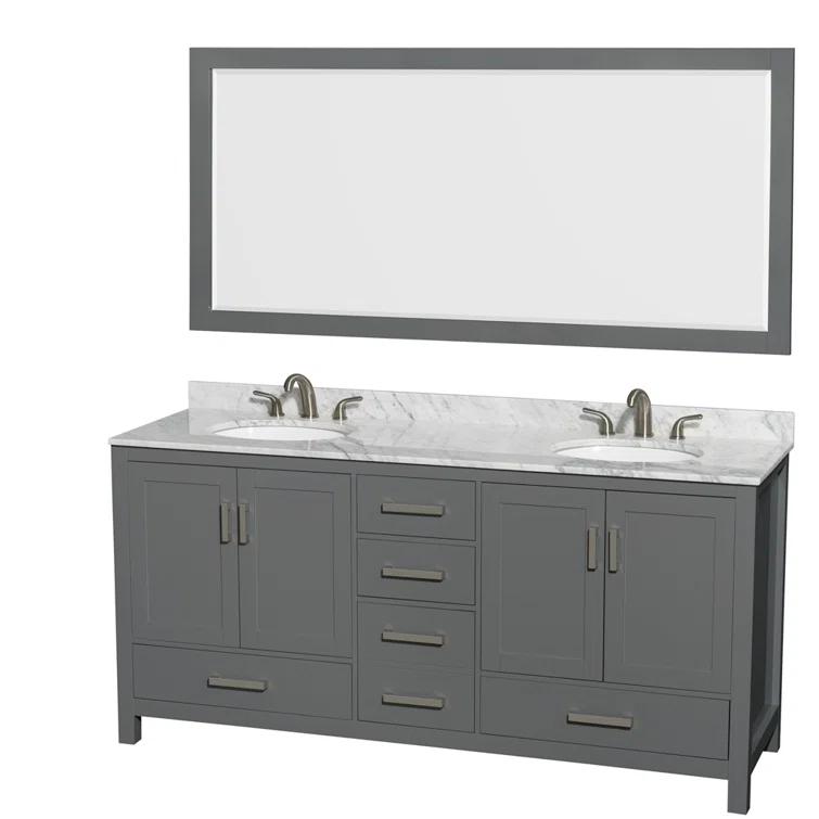 Wyndham Collection Sheffield 79" Freestanding Double Vanity Base Only
