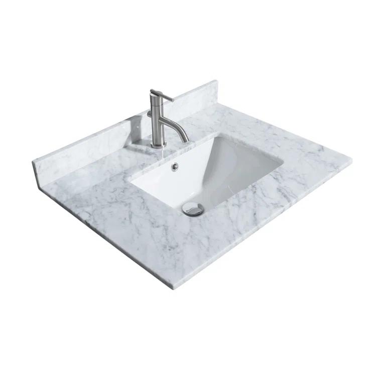 Wyndham Collection Sheffield 30" Freestanding Single Bathroom Vanity with Marble Top