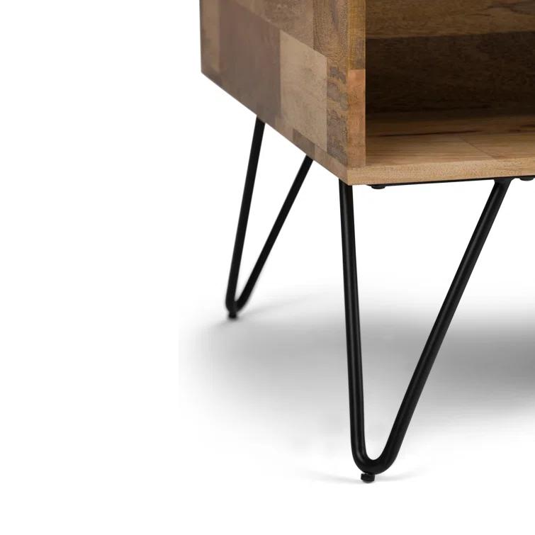 Hunter 48"W Solid Wood Industrial Lift Top Coffee Table with Hidden Storage and Metal Hairpin Legs