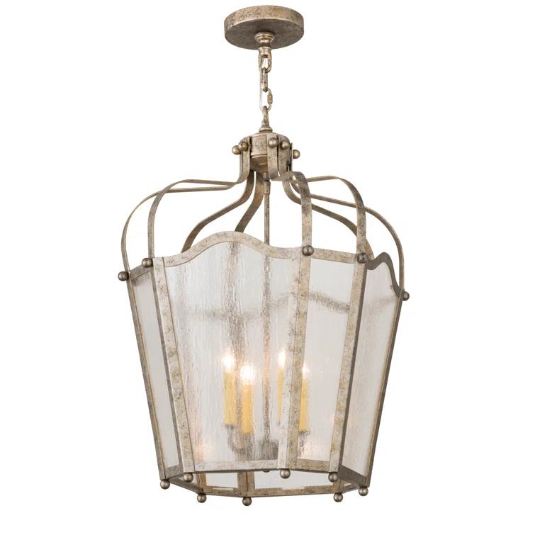4 - Light Glass Lantern Geometric Chandelier