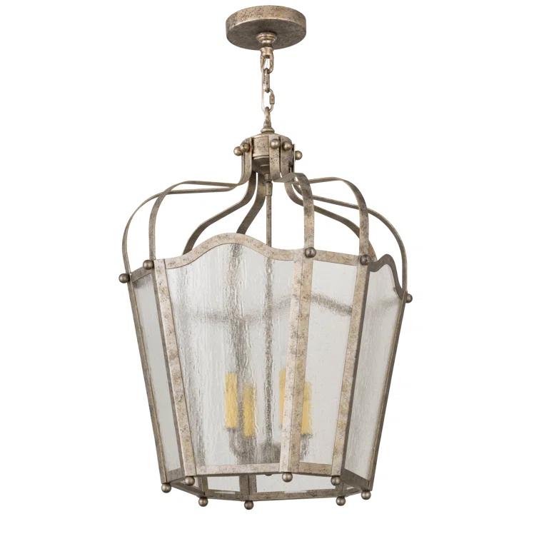 4 - Light Glass Lantern Geometric Chandelier