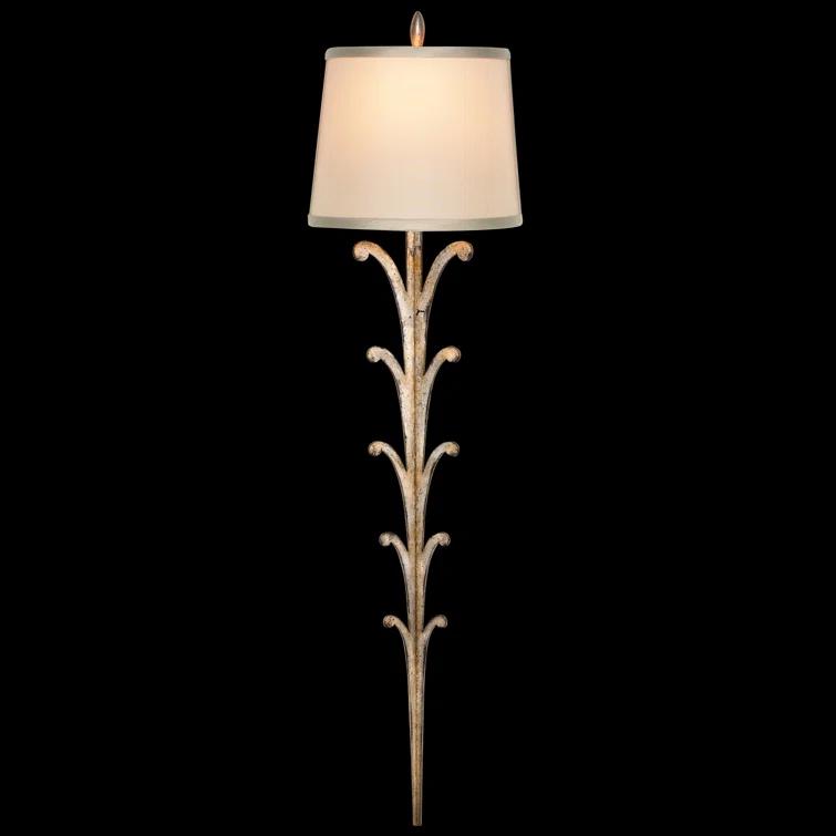 Platinized Silver Leaf Design Dimmable Wall Sconce