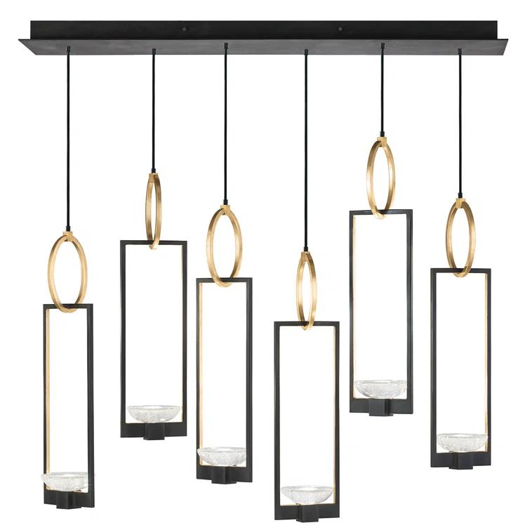 Delphi 48" Black and Gold LED Glass Pendant Light