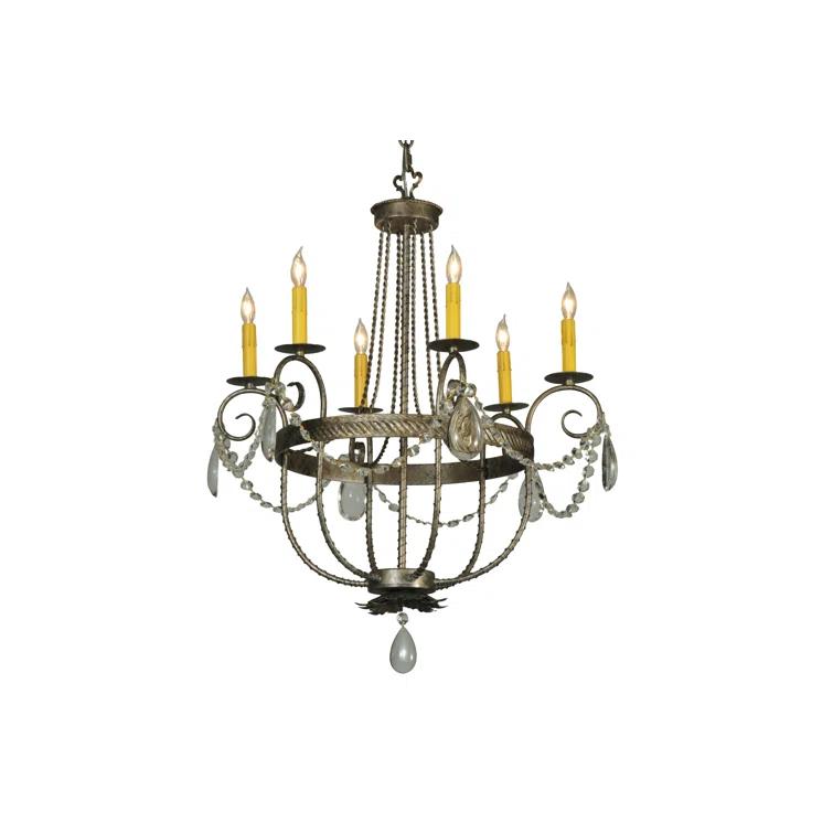 Antonia Bronze 6-Light Chandelier with Faux Candlelights