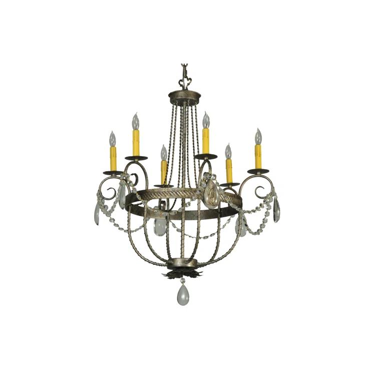 Antonia Bronze 6-Light Chandelier with Faux Candlelights