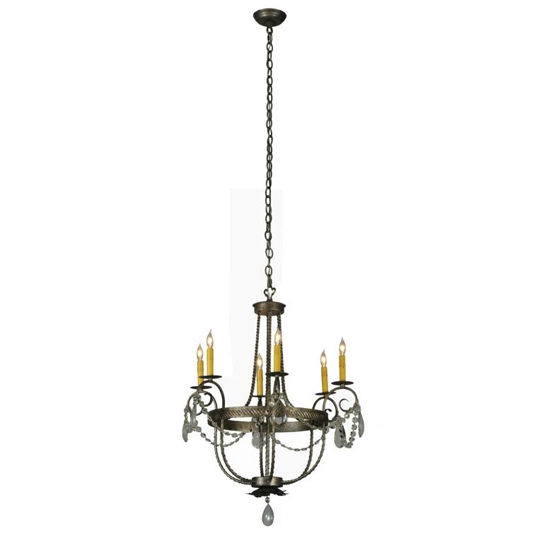 Antonia Bronze 6-Light Chandelier with Faux Candlelights