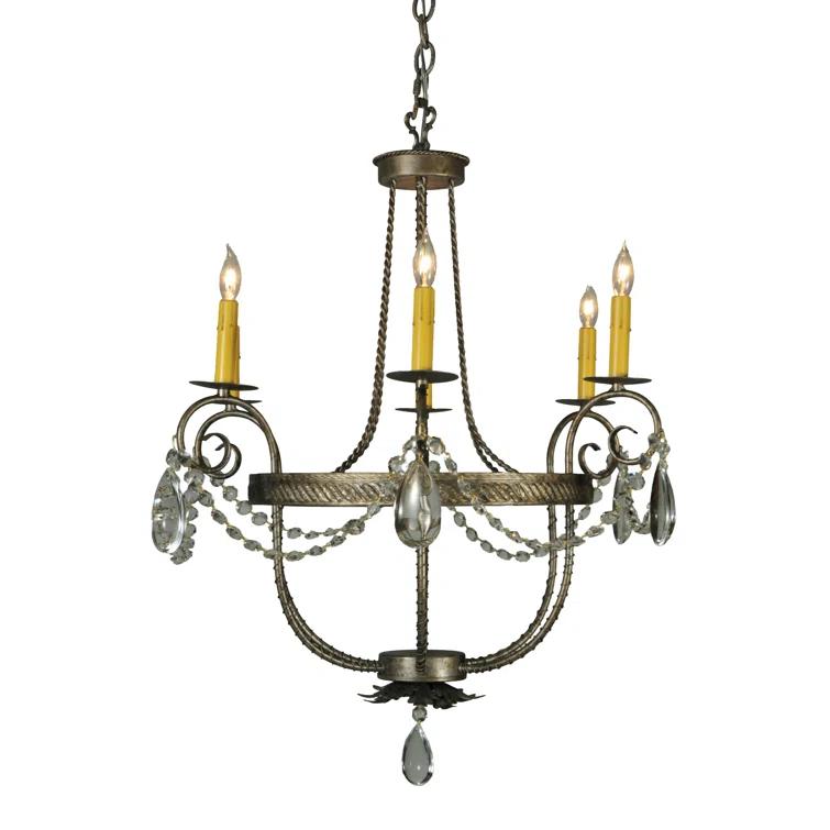 Antonia Bronze 6-Light Chandelier with Faux Candlelights