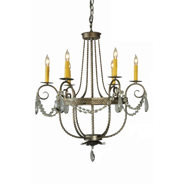 Antonia Bronze 6-Light Chandelier with Faux Candlelights