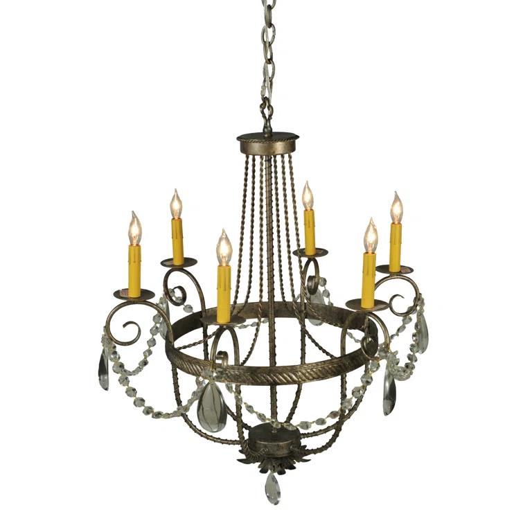 Antonia Bronze 6-Light Chandelier with Faux Candlelights
