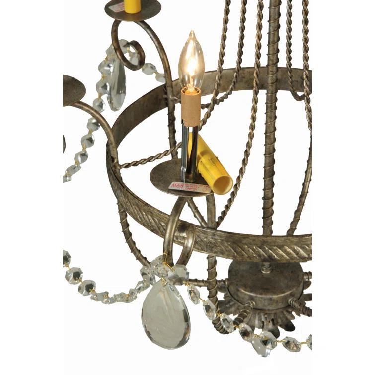 Antonia Bronze 6-Light Chandelier with Faux Candlelights
