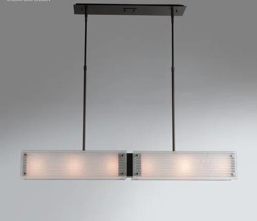 Matte Black and Bronze 44'' Textured Glass Island Pendant Light