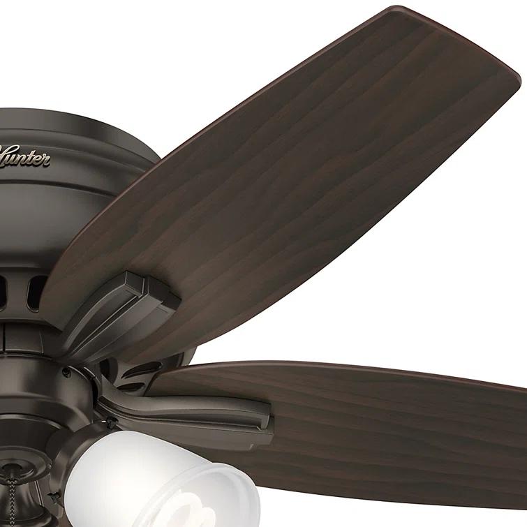 Hunter Fan Newsome 42" 5 - Blade Traditional Indoor Flush Mount Ceiling Fan with Lights and Pull Chains