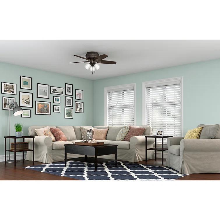 Hunter Fan Newsome 42" 5 - Blade Traditional Indoor Flush Mount Ceiling Fan with Lights and Pull Chains