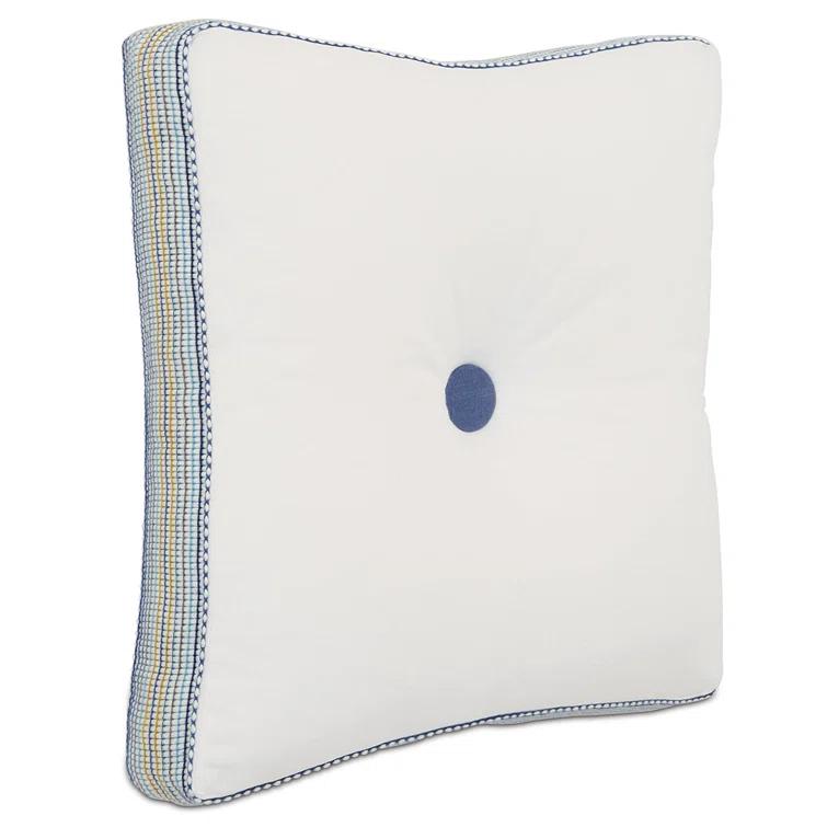 White and Blue Cotton Square Embroidered Nursery Pillow