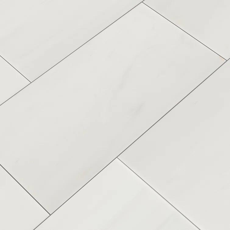 Bianco Dolomite Beveled 12" x 24" Polished Marble Wall & Floor Tile