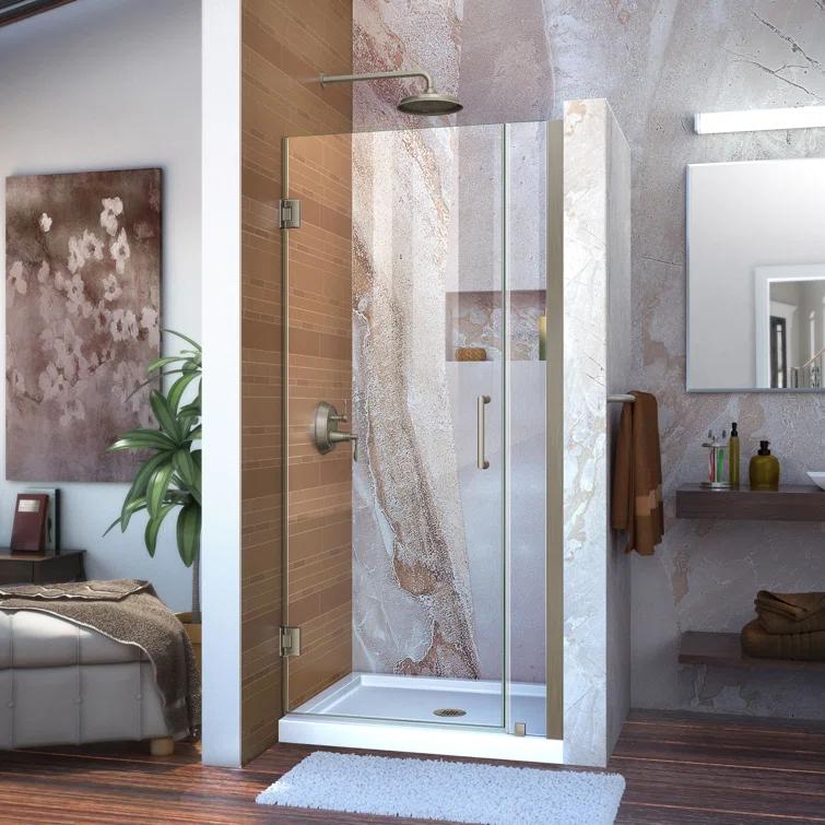 Unidoor 34" W x 72" H Hinged Frameless Shower Door with Clearmax™ Technology