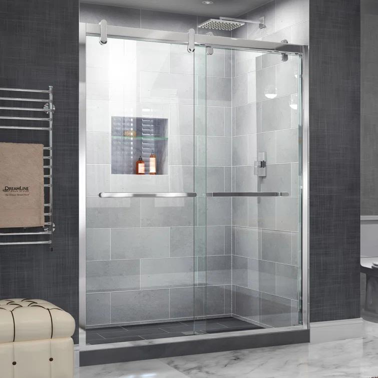 Cavalier 56" W x 77.38" H Bypass Semi-Frameless Shower Door with Clearmax™ Technology