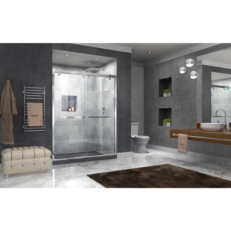 Cavalier 56" W x 77.38" H Bypass Semi-Frameless Shower Door with Clearmax™ Technology