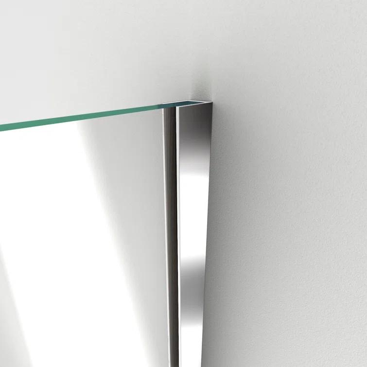 Unidoor Plus 60" W x 34" D x 72" H Frameless Rectangle Shower Enclosure with Fixed Panel