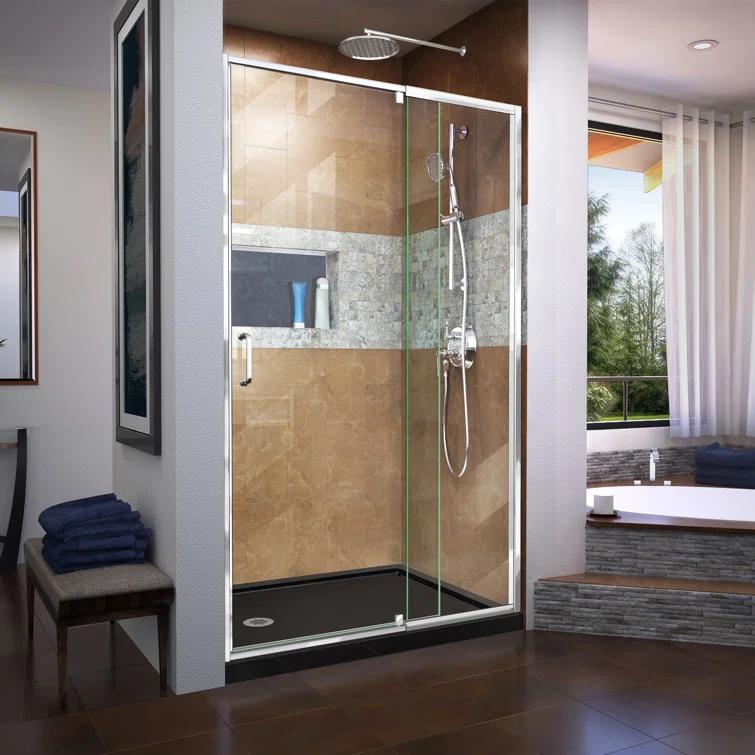 DreamLine SHDR-22487200-01 Flex 44" W x 72" H Pivot Semi-Frameless Pivot Shower Door with Clearmax Technology
