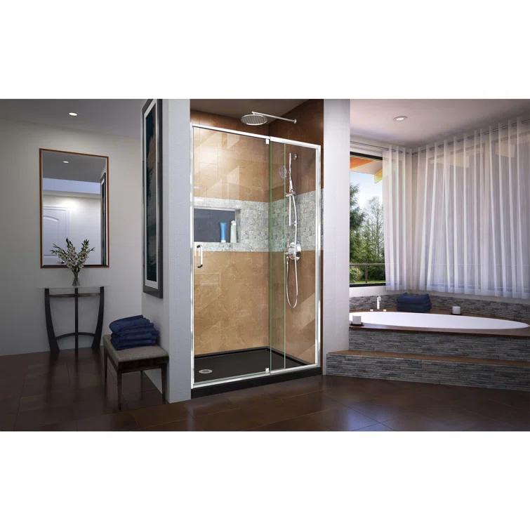 DreamLine SHDR-22487200-01 Flex 44" W x 72" H Pivot Semi-Frameless Pivot Shower Door with Clearmax Technology