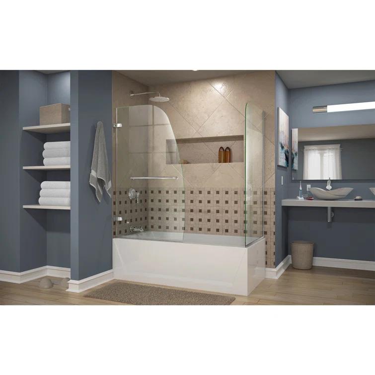 Aqua Uno 56" W x 58" H Hinged Semi-Frameless Tub Door