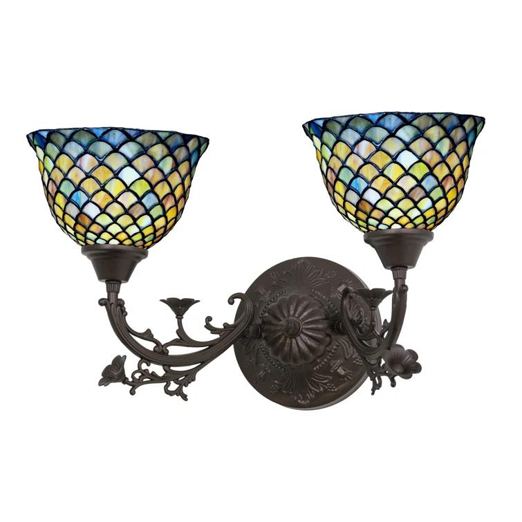 Meyda Lighting 21"W Tiffany Fishscale 2 LT Wall Sconce