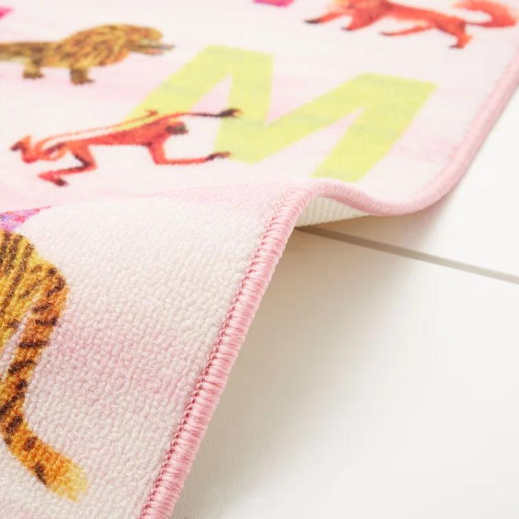 Eric Carle Alphabet Zoo Graphic/Print Pink Area Rug