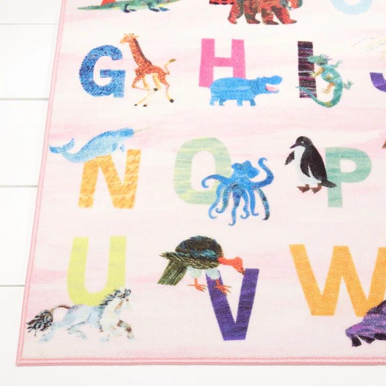 Eric Carle Alphabet Zoo Graphic/Print Pink Area Rug