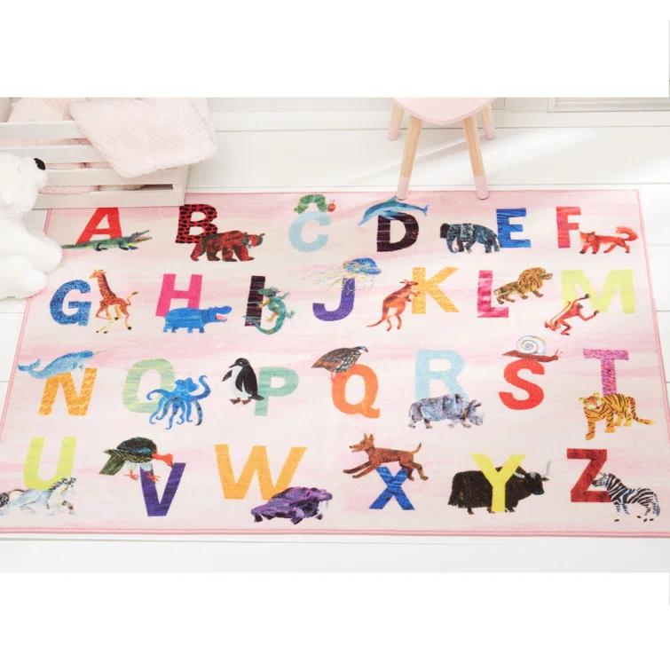 Eric Carle Alphabet Zoo Graphic/Print Pink Area Rug