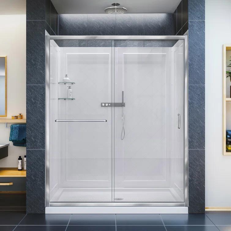 Infinity-Z 0" x 76.75" W Semi-Frameless Shower Enclosure