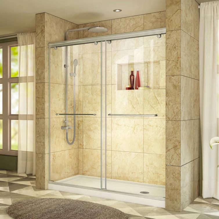 Charisma 60" x 78.75" Rectangle Bypass Sliding Shower Door with Base Included
